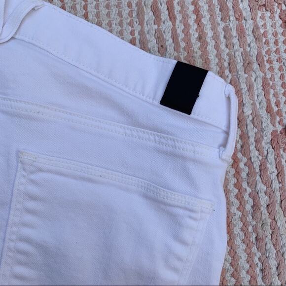Optic White Vince Mason High Waisted Rolled Hem Denim Shorts 26 - Picture 6 of 6